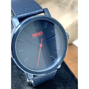 Hugo Boss Men's Watch 1530116 Race Quartz Blue Dial Leather Band 42mm